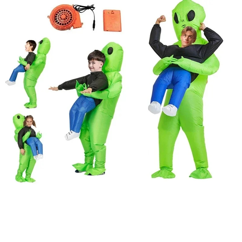 Inflatable Dinosaur Costume Adult - Kostum Monster Alien Hijau Tiup untuk