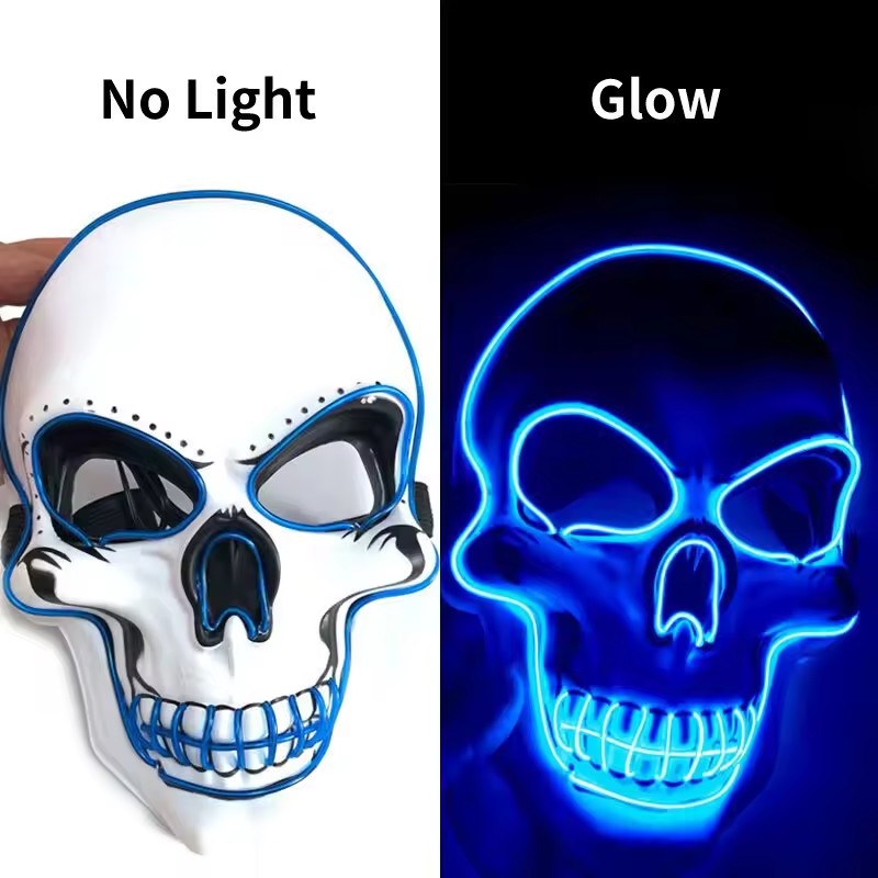 Led Purge Mask Halloween - Masker Neon menyala Led, topeng pesta