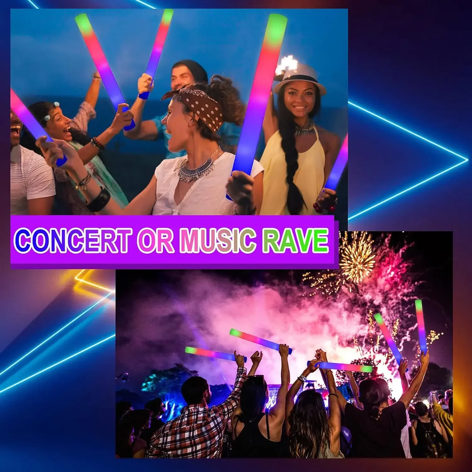 1Z-50PCS Tongkat Busa LED Berc - Flashing Led Foam Sticks Party ulasan dan harga