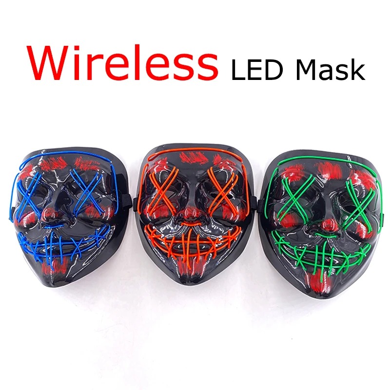 Topeng Neon LED Nirkabel Multi - Led Purge Mask Halloween ulasan dan harga