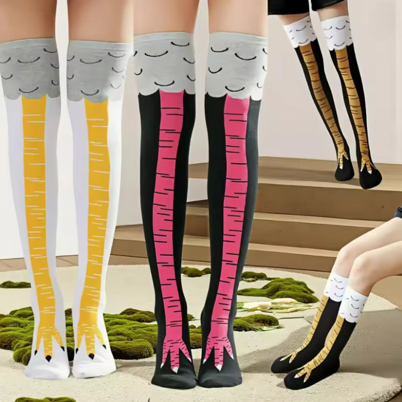 Kaos Kaki Wanita Setinggi Lutu - Funny Chicken Leg Socks ulasan dan harga