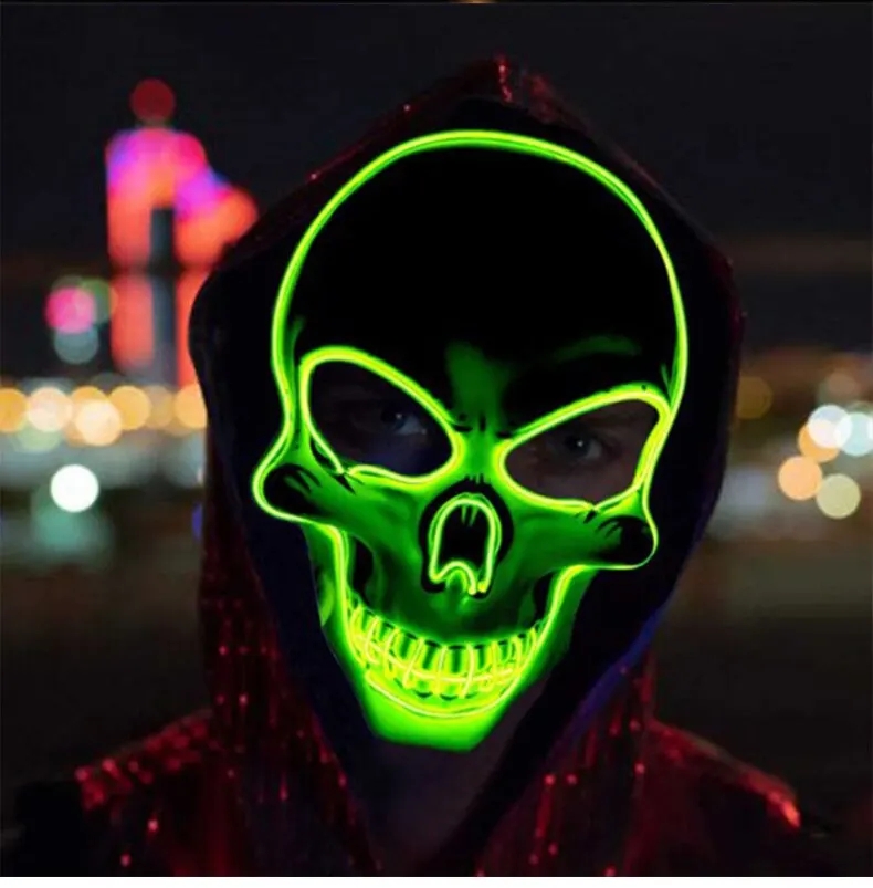 Masker Neon menyala Led, topen - Led Purge Mask Halloween ulasan dan harga